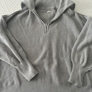 Aerie Zip-Up Sweater in Gray